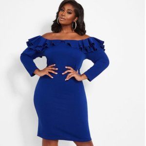 OFF THE SHOULDER RUFFLE TOP DRESS